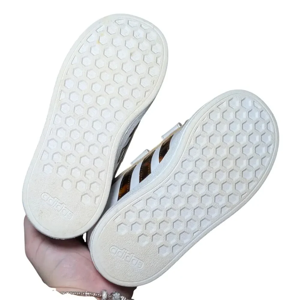 Adidas Grand Court 2.0 Toddler Kids Shoes Size 8.5K White Tortoiseshell HP5966